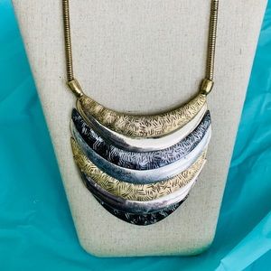 Gold and Silver Statement Neckline Necklace